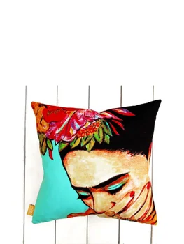 

Thinking Frida Kahlo Patchwork Striped Pattern Digital Printed Decorative Pillow Cushion Cover Home Special Production