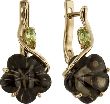 

Aloris earrings flowers with раухтопазами and хризолитами Red Gold