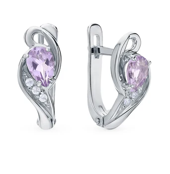

Silver earrings with amethyst and cubic zirconia sunlight sample 925