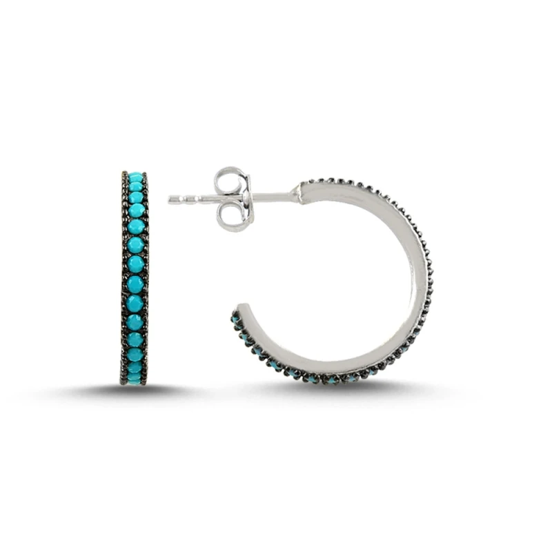 

Armagano 18mm Single Row Turquoise Zircon Cubic Zirconia Tamtur Earrings