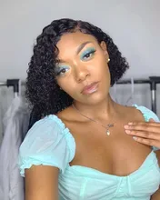 Pelucas de cabello humano con cierre Frontal para mujer, postizo de encaje de 5x5 con ondas profundas brasileñas de 30 pulgadas, color Natural con agua rizada