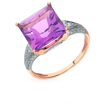 

Gold ring with amethyst and cubic zirconia sunlight sample 585