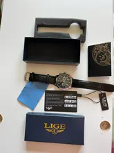 LIGE-Reloj ejecutivo de lujo para hombres, cronógrafo de cuarzo, con correa de cuero e indicador de fecha, estilo casual, a la moda, marca superior, con caja