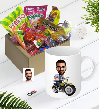 

Personalized Men Biker Caricature Of Nostalgic Lezzetler Mug set
