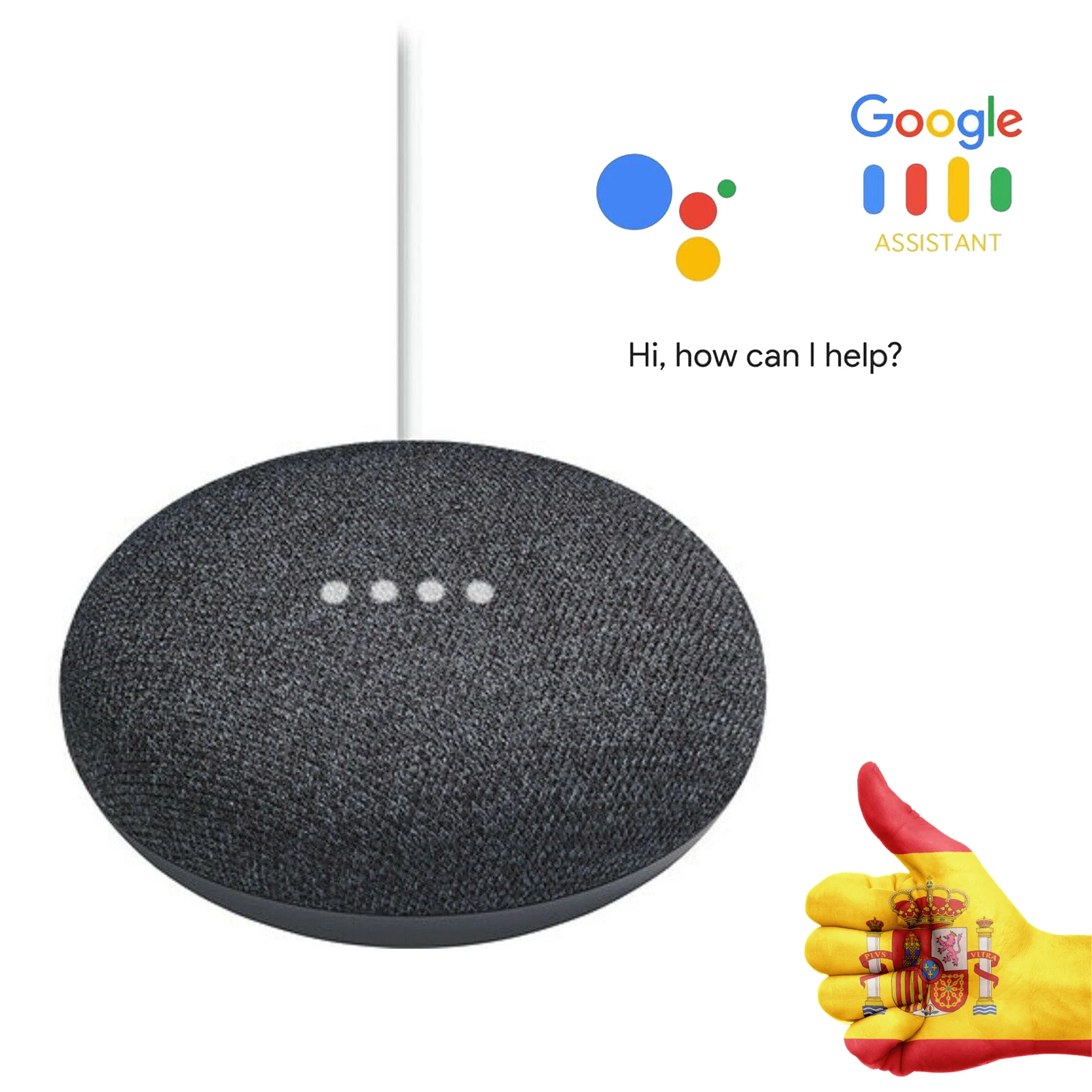 Home segundo Assistente de Voz para Casa Sala de Estar Envio da Espanha Mini Alto-falante Cinza-carbono Google Cozinha Banheiro Quarto - Image 3