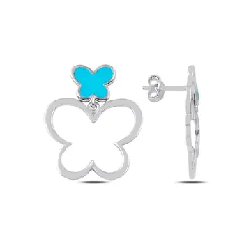 

Angemiel 925 Silver Enamel Butterfly Dangle Earrings