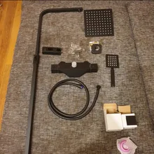 Bathroom Faucet Black Rain Shower Head Thermostatic Bath Faucet Wall Mounted Bathtub