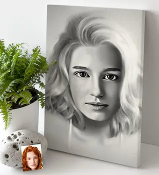 

Personalized Women 'S Charcoal Artistic Portrait Design Canvas Table 30x50cm-2