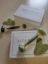 Gua Sha-Rodillo de Jade Natural, masajeador de cara delgada, herramientas de elevación, piedra verde, antiedad, arrugas, belleza de la piel, conjunto de cuidado
