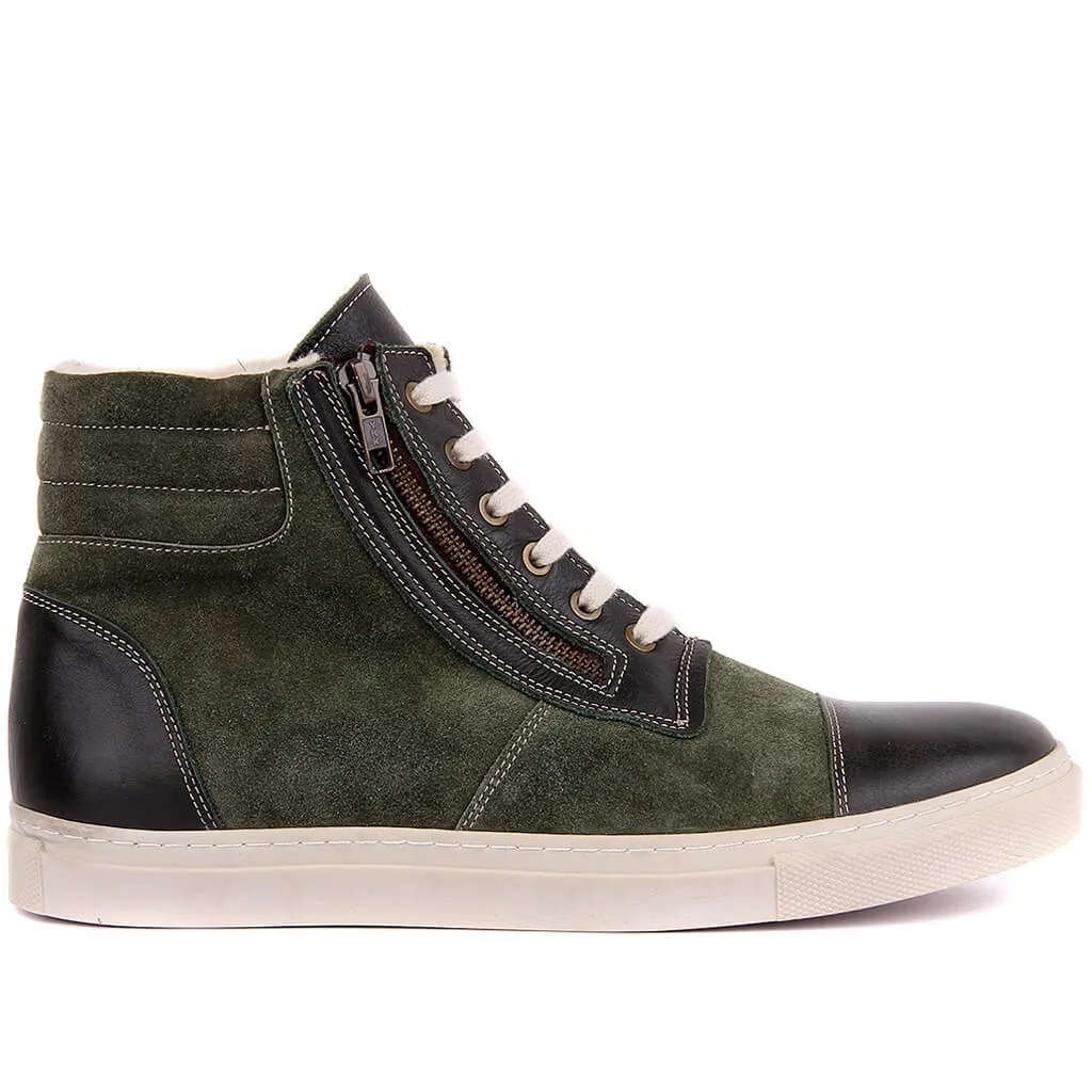 

Sail Lakers-Green Suede Leather Zipper Male Boots