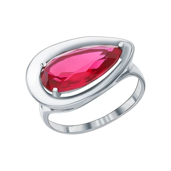 

Silver ring with cubic zirconia and rubies synthetic sunlight sample 925