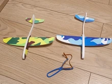 Avión de espuma con cuerda de goma para niños, avión planeador con cuerda de goma, juego al aire Libre de niños