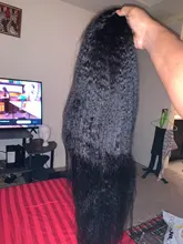 RESHINE-Peluca de cabello liso rizado 13x4, pelucas de cabello humano con encaje frontal Yaki europeo, peluca de cabello humano liso prearrancado