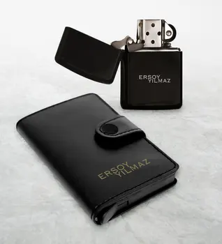 

Personalized Mechanismed Wallet Card Wallet and Gasoline Lighter Set Gift Money Business Card Black Design Zippo Noble Vicinity