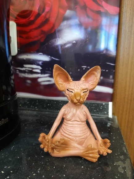 Whimsical Buddha Sphynx Cat Figurine Meditation Yoga Happy Cat Decor Art Sculptures Outdoor Garden Statues Figurines#g3 photo review