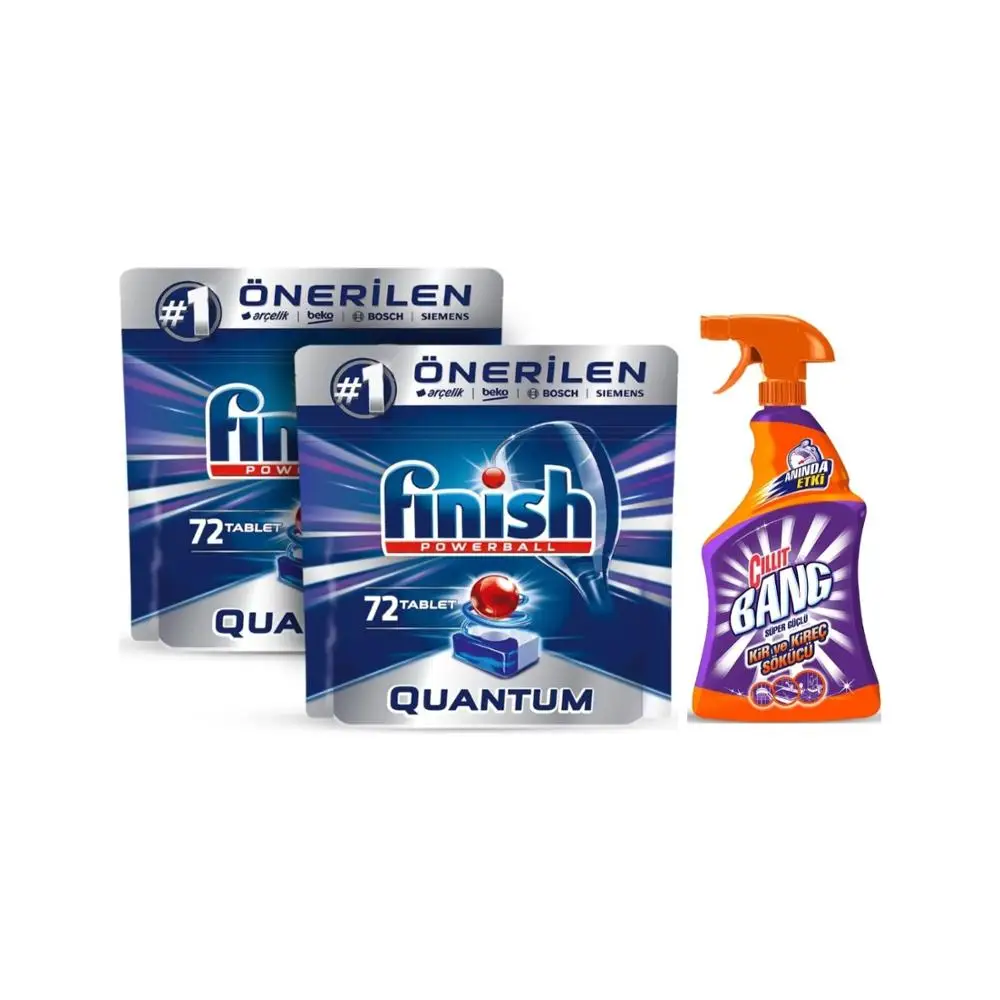 Средство для мытья посуды Finish Quantum 144 (72x2) + спрей удаления извести Cillit Bang | Дом и сад