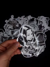 Pegatina de cómic de Horror para monopatín, adhesivo impermeable de Anime japonés Tomie, para equipaje y portátil, color blanco y negro, 10/21/49/50/56 Uds.