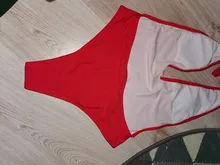 Bañador Sexy unicolor rojo monopieza para mujer, traje de baño Bandage con Push-Up de encaje, bañador brasileño con escote en V profundo y espalda descubierta