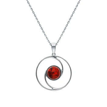 

Silver Pendant with amber sunlight sample 925