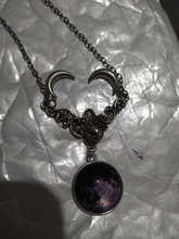 Cristal de vidrio Luna collar COLGANTE media luna bruja joyería de Luna simple collar joyería pagano mago regalo