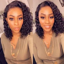 Bob Peluca de agua onda de encaje frente pelucas de cabello humano para las mujeres negras 13x4 peluca Frontal de encaje Pre arrancado brasileño de la onda profunda peluca Frontal