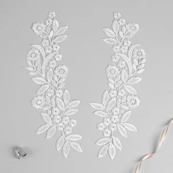 

3557531 appliques sewing Lais polyester 27*8 cm White