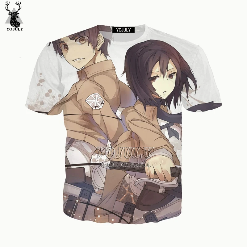 YOJULY 3D принт унисекс аниме Атака Титанов Eren Jaeger Mikasa