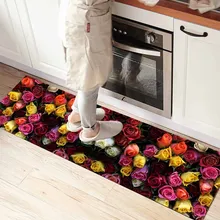 Else, красный, желтый, оранжевый, розы, цветы, цветочный 3d принт, Нескользящие, микрофибра, для кухни, современный декоративный, моющийся коврик