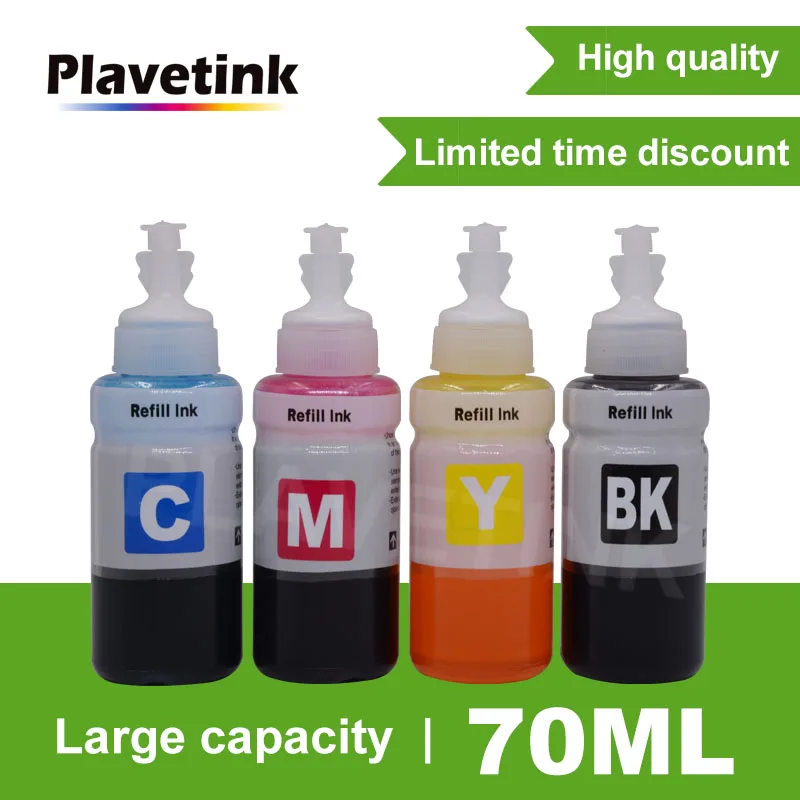 Набор чернил Plavetink для принтера Epson L550 L555 L566 L100 L110 L132 L200 L210 L222 L300 L362 L366 70 мл 4 бутылки