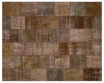 

Handmade Brown Vintage Overdyed Patchwork Area Rug 237x300 Cm-7'9''X9'10''