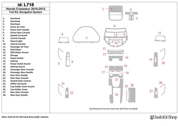 

Interior lining for Honda Crosstour 2010-2012. Set L718.