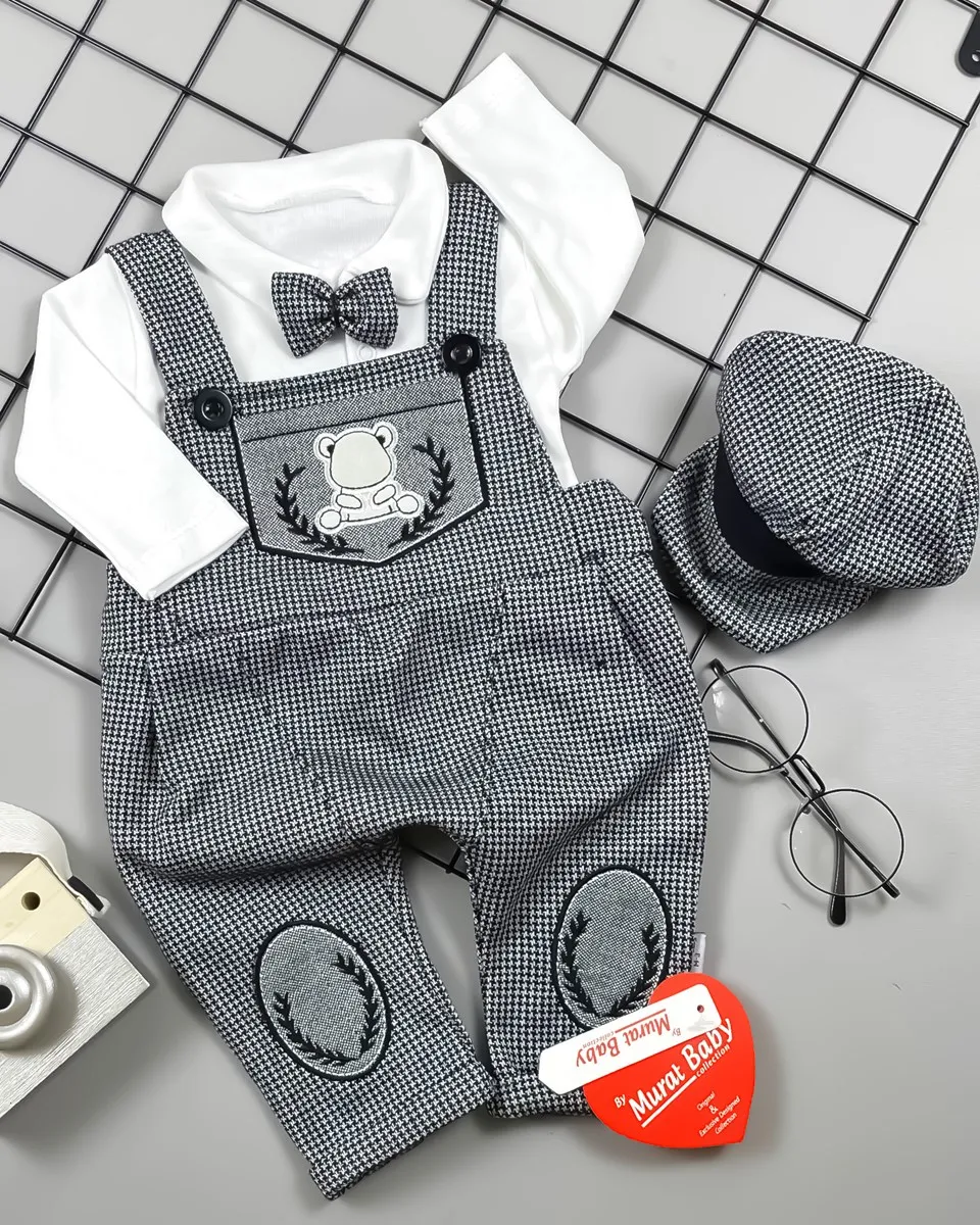 

Newborn Baby Boys Clothes Cotton Gentleman Style Solid Romper Jumpsuit + Bow Tie Overall Baby Outfit Toddler Costume