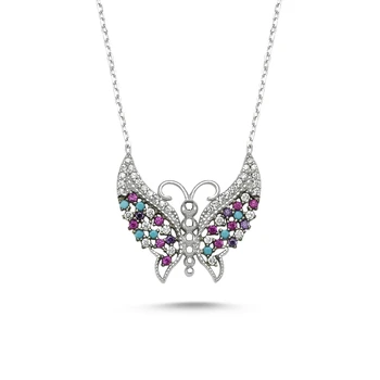 

Merve Gümüş'ten 925 Sterling Color Zircon Stone Butterfly Necklace