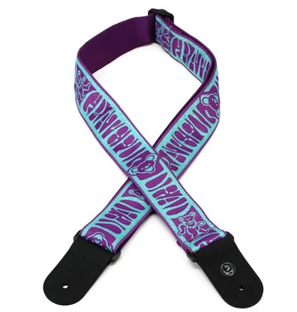 

50gd03 Grateful Dead guitar strap, figure dancing bears, purple, Planet Waves