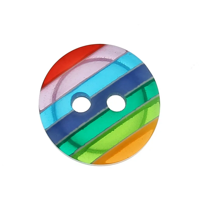 

Rainbow Striped Round Recessed Resin Double Hole Button - 1 Group of 100