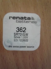 Renata-pilas para reloj, accesorio de óxido de plata, 362 SR721SW 721 1,55 V 100%, marca original renata 362 renata 721