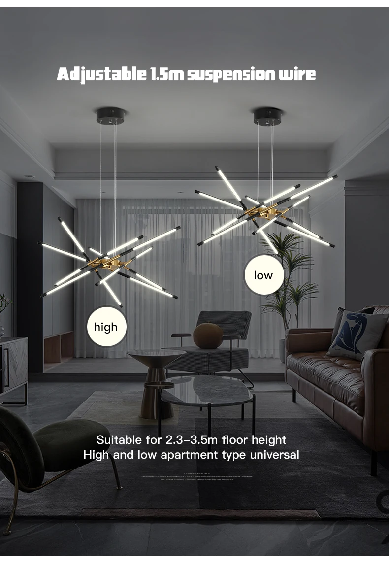 Modern Simple Design LED Chandelier For Living Room Bedroom Dining Room Kitchen Ceiling Pendant Lamp Black Remote Control Light dining room light fixtures