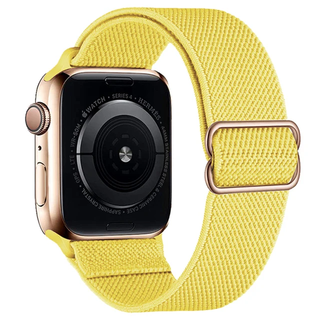 Scrunchie Strap For Apple watch band 44mm 40mm 38mm 42mm 41mm 44mm Nylon bracelet correa iWatch Serie 4 5 3 2 1 SE 6 7 45mm 41mm 11Yellow