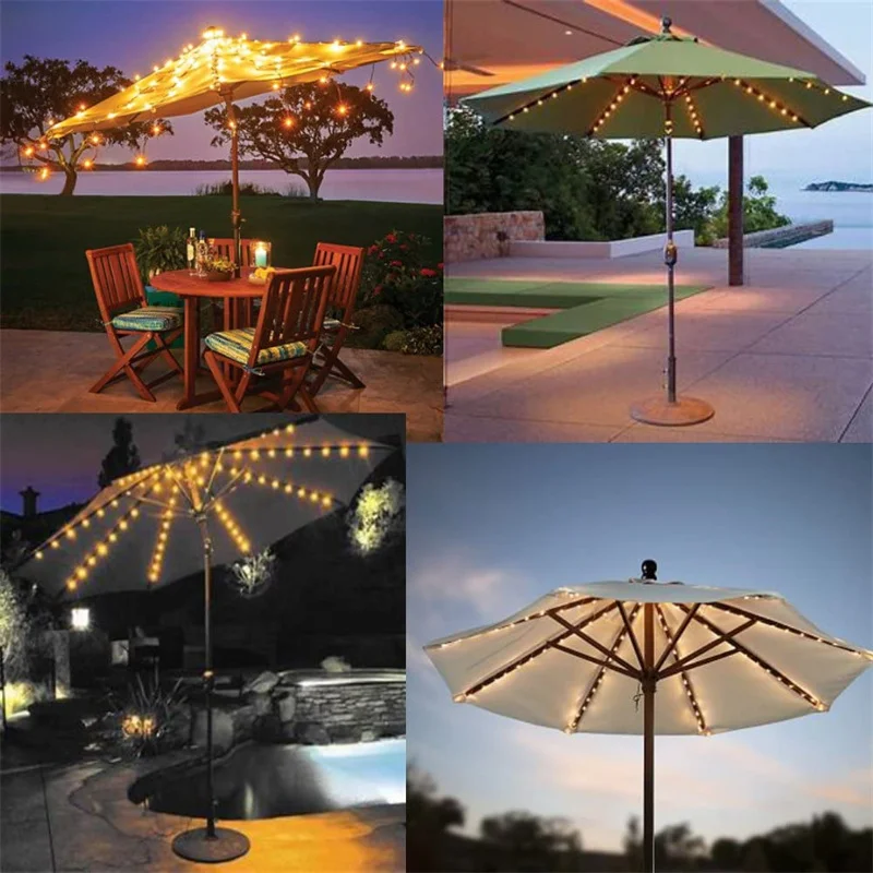 solar lighting system Patio Umbrella Lights 8 Lighting Mode LED String Lights with Remote Control Lights Solar Operated Outdoor for Patio Camping Tent solar pool lights