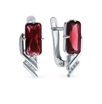 

Silver earrings with cubic zirconia and Garnet sunlight sample 925