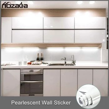 

Hozada Self-adhesive Wood Wallpaper White PVC Waterproof Decorative Film Kitchen Cabinet Bedroom Wardrobe Stickers