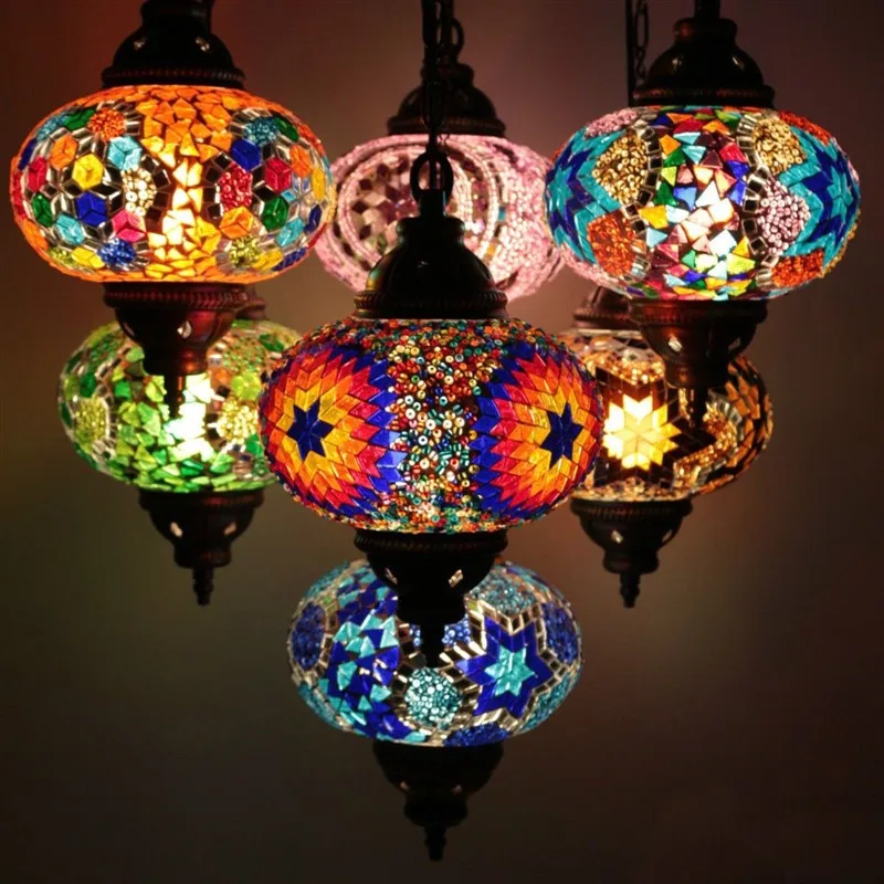bañera Cenar abajo Glass Lamps Hanging Mosaic | Turkish Moroccan Lamp | Turkish Lamps Mosaic |  Glass Lights - Table Lamps - Aliexpress