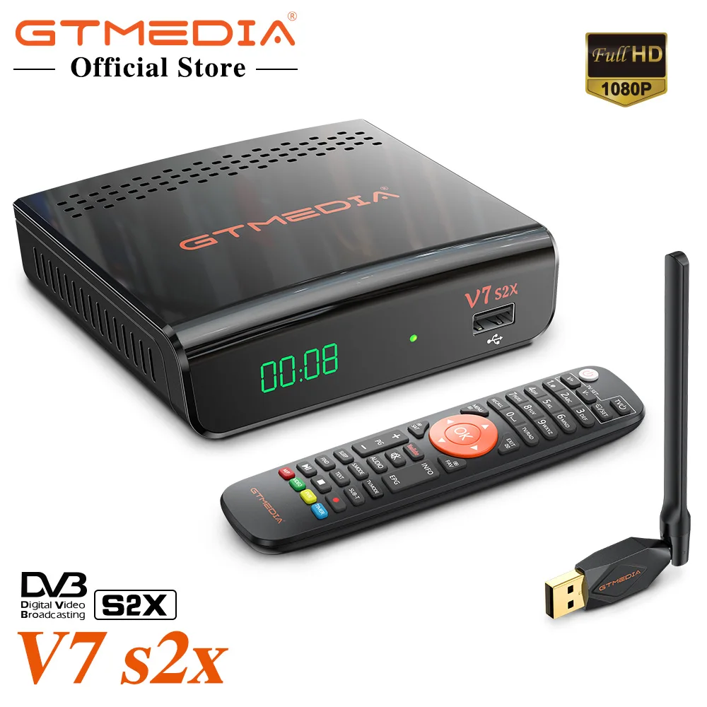 Спутниковый ресивер Gtmedia v7 s2x DVB-S2 AVS + VCM/ACM FHD 1080P с usb wifi gtmedia v7s2x цифровой обновление