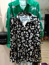 Satin Shirts Smock Loose Tops Blouse Casual Long-Sleeve Blusas Printing Women Vintage