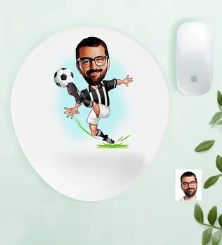 

Personalized Mr Black White Football Player Caricature Of Wrist Support Mouse Pad