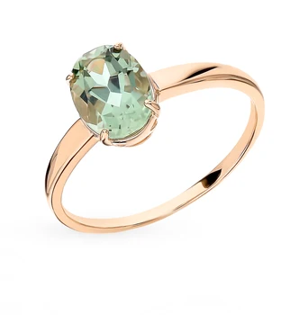 

Gold ring with amethyst and празиолитами sunlight sample 585
