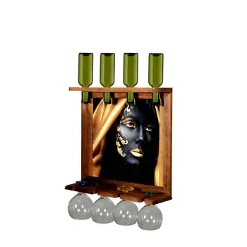 

Wall Art Picture Wooden Wine Rack Bottle Organizer Holders Beer Whiskey Bottle Bar Home Party Kitchen Salon Accessory