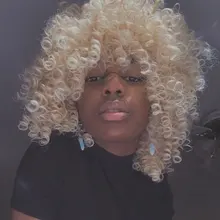 Peluca de cabello Afro rizado con flequillo para mujeres negras, pelo corto sintético estampado glorioso, Cosplay, Alta Temperatura