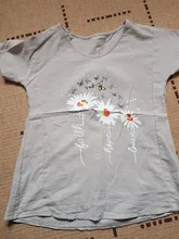 Feitong suave de algodón Blusa camisa de lino de las mujeres casuales de dibujo de margarita o-Cuello de manga corta Camisa Blusa Tops Blusa de mujer