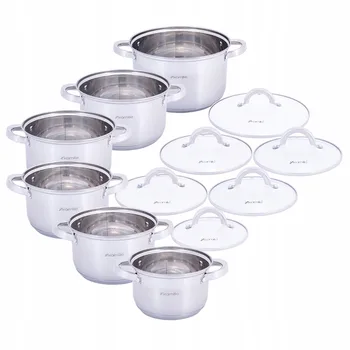 

Set of dishes 12 items (pans 1L, 1.8L, 2.5L, 3.8L, 4,5 L, 6.5L; hollow handles) stainless steel Kamille, kml-5638s